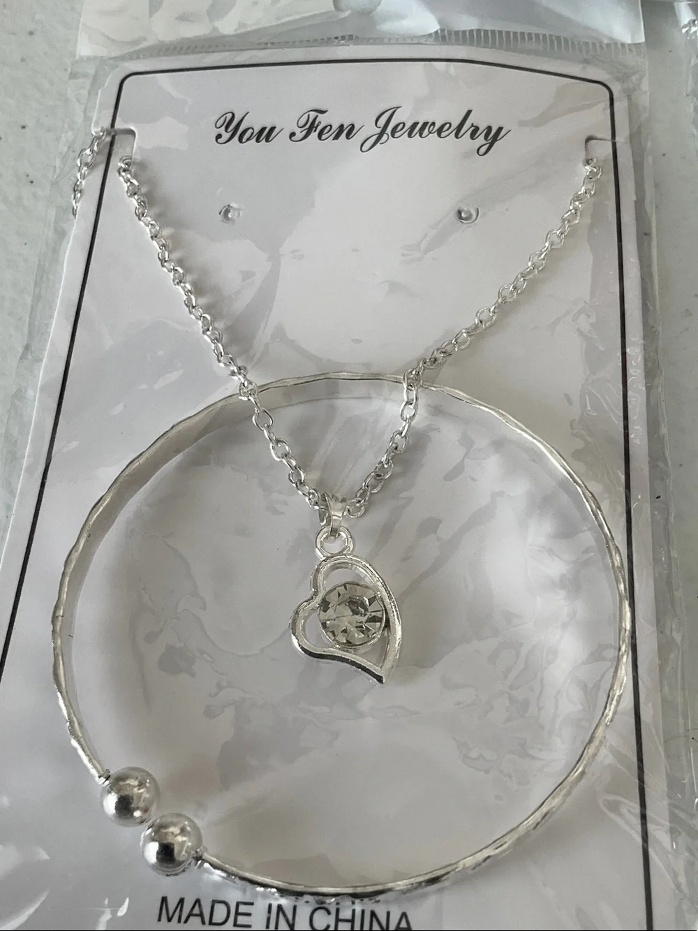 You Fen Silver-Tone Necklace and Bracelet Bundle Set